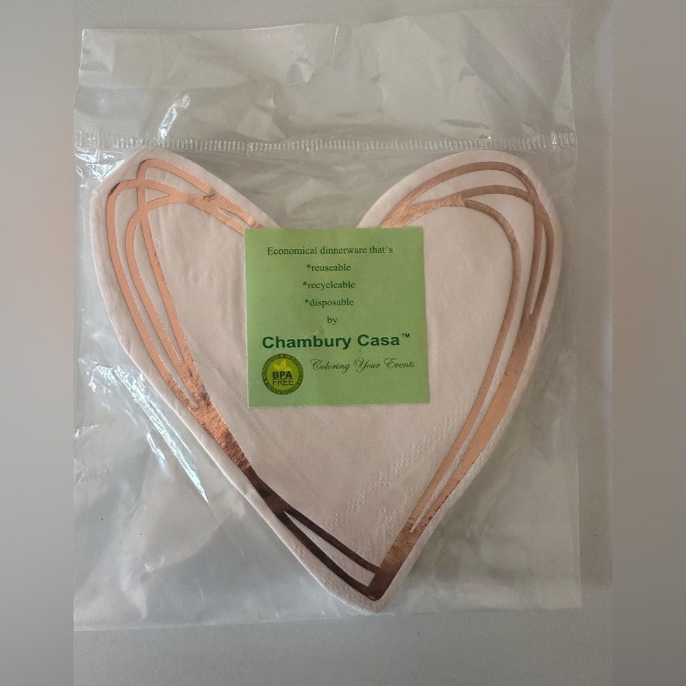 Heart-Shaped Rose Gold Napkins and Appetizer Forks